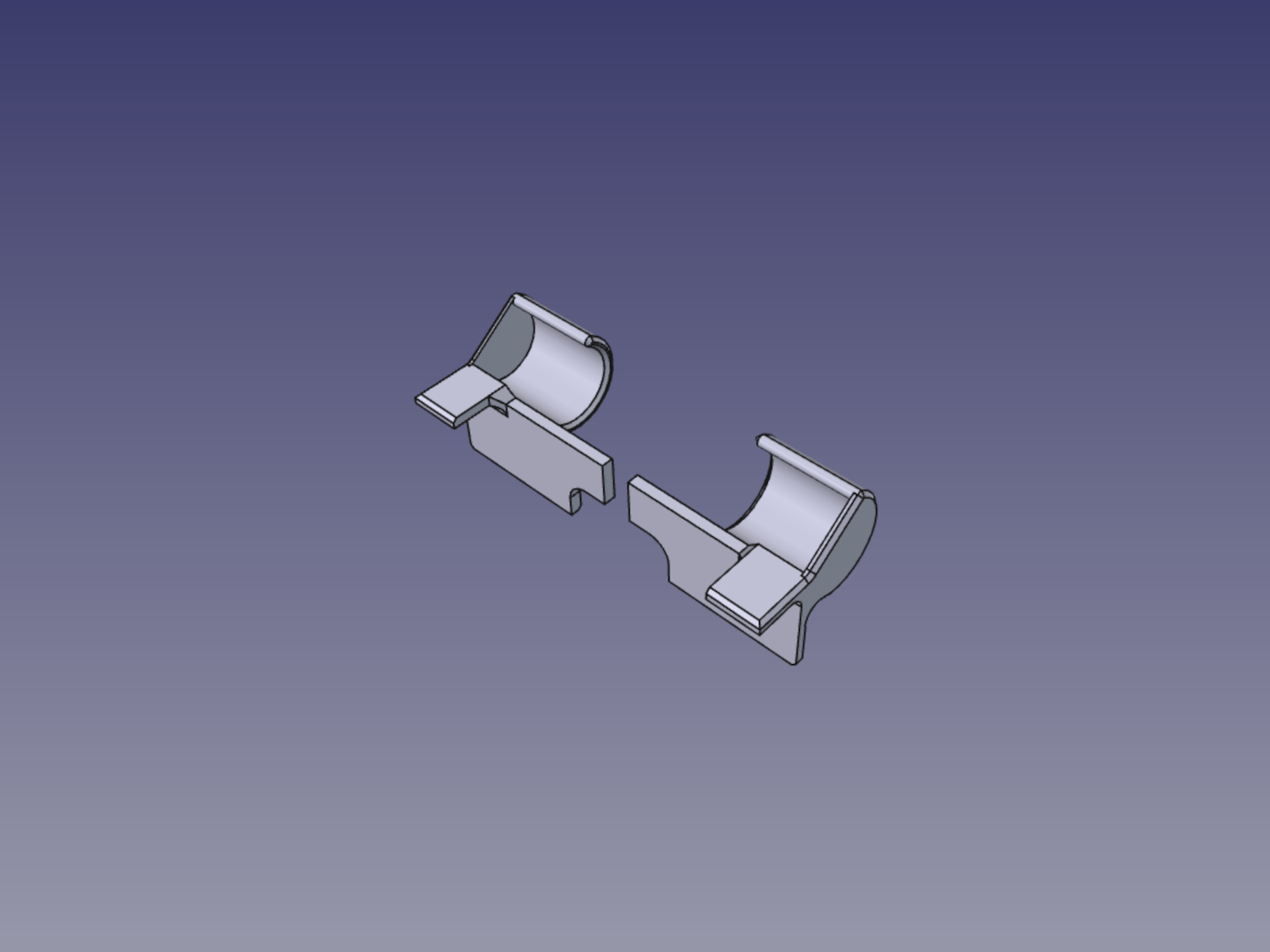 Trijų A baterijos laikiklio 3D modelis.